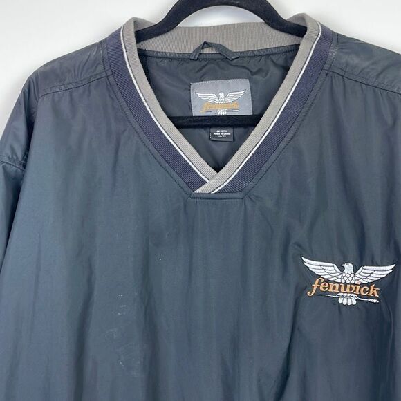Vintage Fenwick Fishing Pullover V-Neck Windbreaker Black Jacket Size XL - Picture 3 of 12